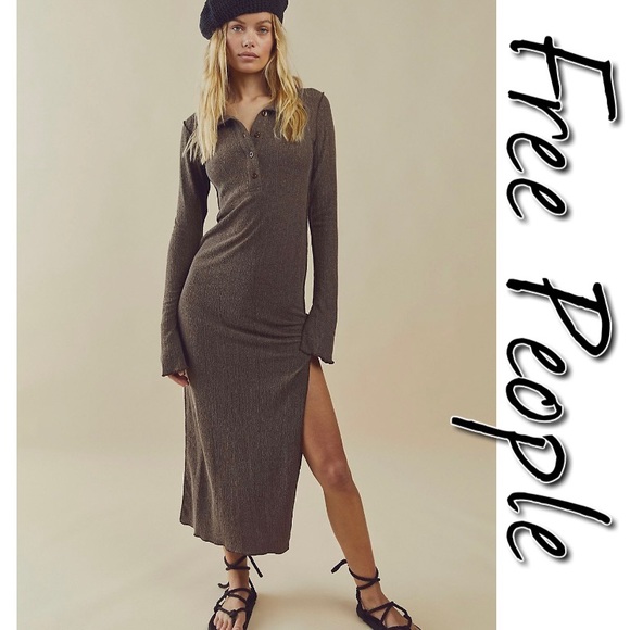 Free People Olivia Henley Knit Maxi Column Dress NWT L
